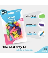 Erasers Pencil Toppers, Arrowhead Rubber Non- Abrasive Cute Pencil Cap and Top Erasers for Kids and Adults, School Supplies in Pink, Orange, Blue, Pur