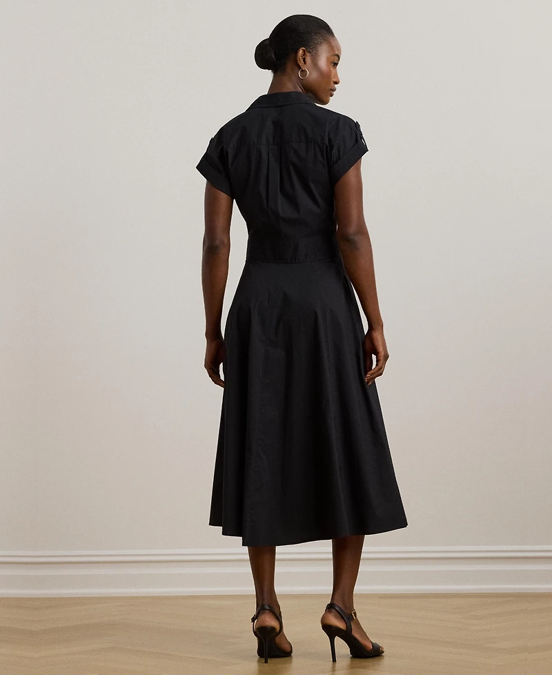 Lauren Ralph Women's Buckle-Trim Cotton-Blend Shirtdress