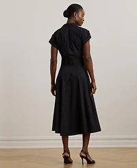 Lauren Ralph Women's Buckle-Trim Cotton-Blend Shirtdress