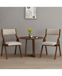 Streamdale Folding Dining Chairs 2-Pack - Cream Taupe/Walnut
