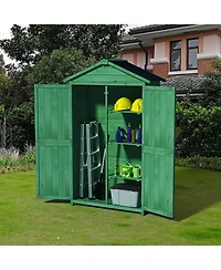 Streamdale Green Wood Storage Shed with Shelves