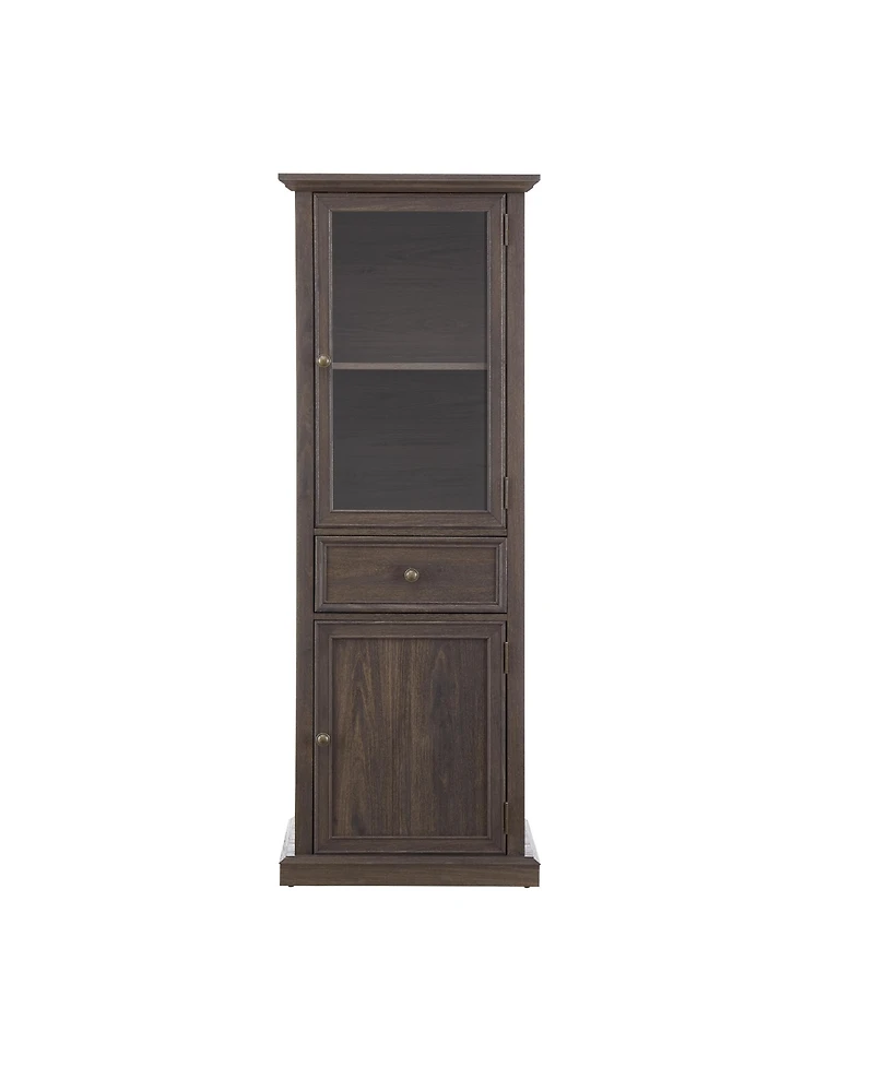 Streamdale Furniture Freestanding Glass Door Cabinet with Drawer for Living & Office Spaces