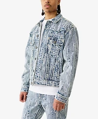 True Religion Men's Oversized Distressed Rope Stitch Jacket