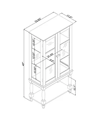 Lighted Curio Display Cabinet with Mirrored Back Panel and Glass Doors