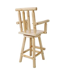 Streamdale Furniture Rustic Fir Bar Stool with Armrests and Footrest (4ft, Light Brown)