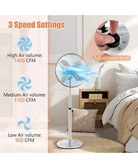 16 Inch Pedestal Standing Fan Oscillating Pedestal Fan with 3 Speeds and Adjustable Height