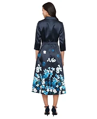 Alex Evenings Women's Stretch Faille 3/4-Sleeve A-Line Dress