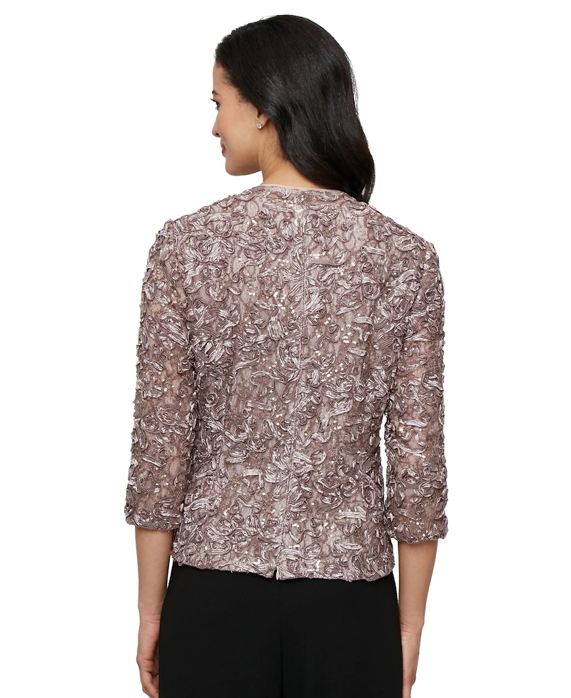 Alex Evenings Women's Soutache Lace 3/4-Sleeve Top