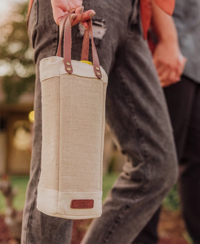 Legacy Pinot Jute Single Bottle Insulated Wine Tote Bag