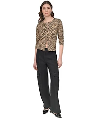 Dkny Jeans Women's Cheetah-Print Cardigan Sweater
