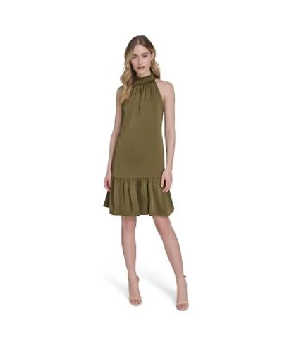 Vince Camuto Womens Satin Ruffled A Line Halter Dress 0p 18