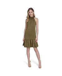 Vince Camuto Womens Satin Ruffled A Line Halter Dress 0p 18