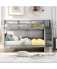Full-Over-Full Bunk Bed with Storage & Guard Rail