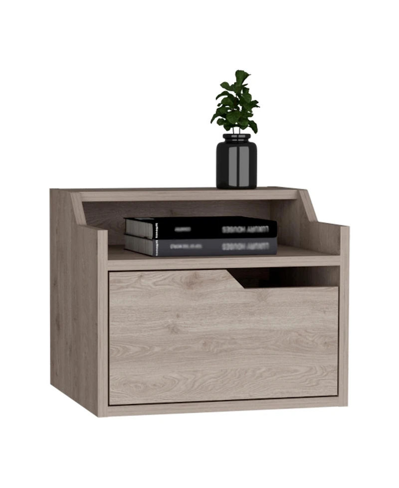Modern Floating Nightstand with One Drawer – Faux Wood Design