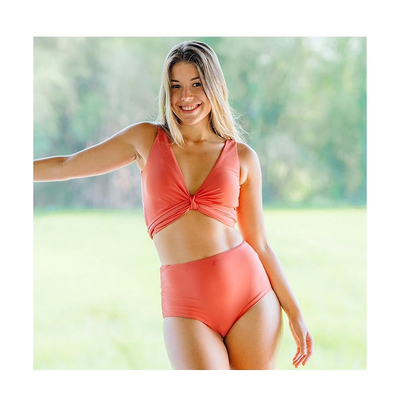 Calypsa Women's Emery 2-Piece Wrap Style Swim Set With Reversible Top and High-Waisted Bottom