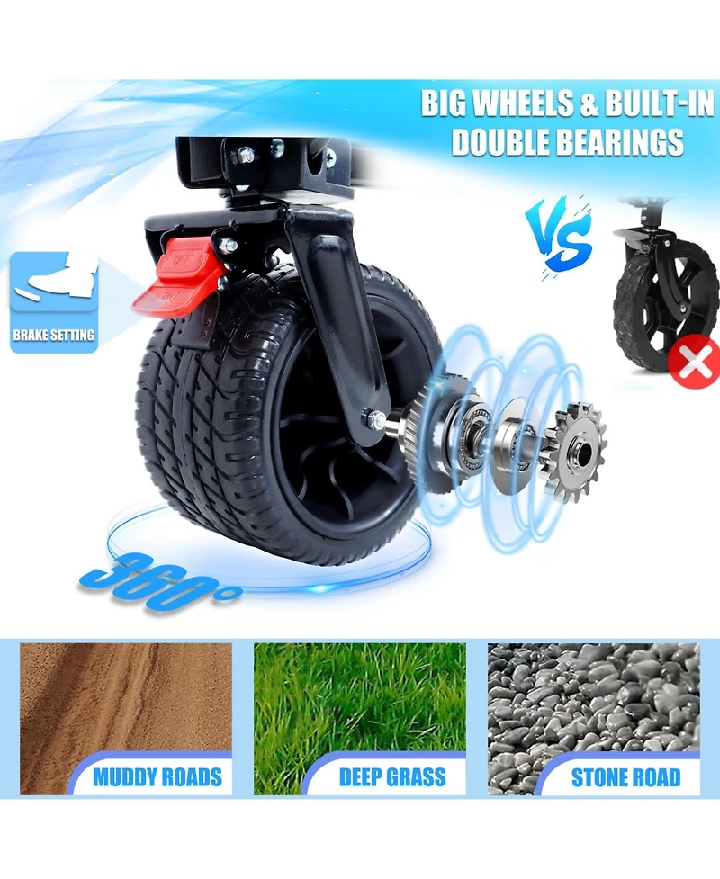 Foldable Wagon with Tailgate, Cover, 400LBS, All-Terrain Wheels