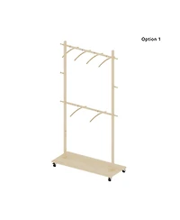 Solid Wood Clothes Drying Rack with Hangers & Wheels