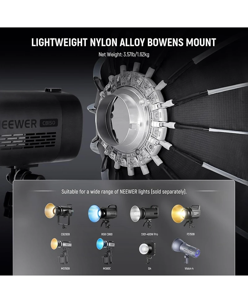Neewer 35.4"/90cm Parabolic Softbox Bowens Mount, Quick Release with Diffusers/Grid/Bag for Video Continuous Lighting CB60 CB200B MS60 MS150B Q4
