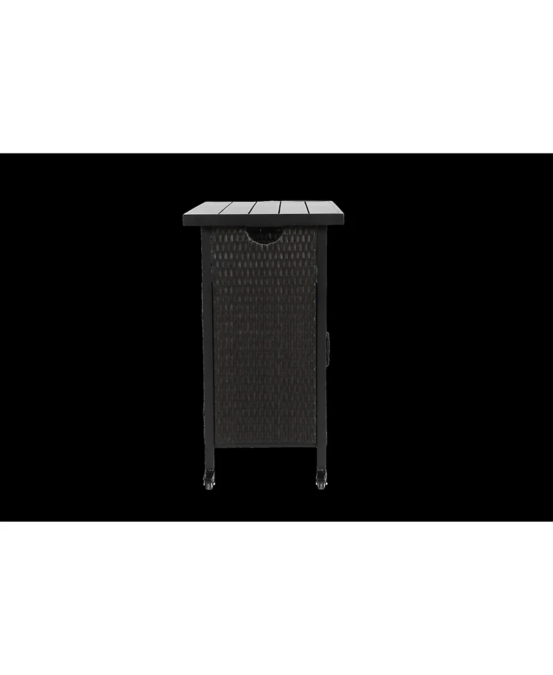 Black Wicker Bar Cart with Glass Top