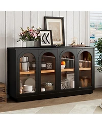 Arched Buffet Cabinet with Glass Doors & Storage