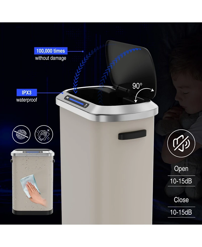 50L Smart automatic Trash Cans - Full Intelligent Sensor - Light Grey
