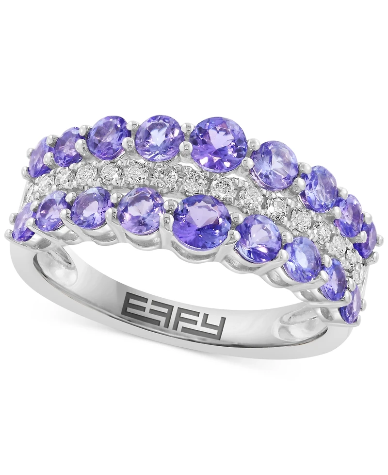 Effy Tanzanite (1-5/8 ct. t.w.) & Diamond (1/5 ct. t.w.) Band Ring in 14k White Gold