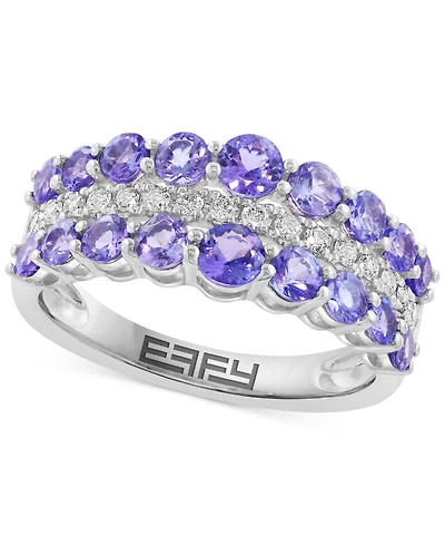 Effy Tanzanite (1-5/8 ct. t.w.) & Diamond (1/5 ct. t.w.) Band Ring in 14k White Gold