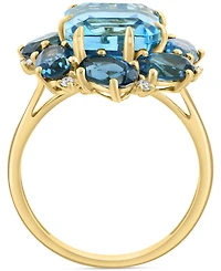 Effy Blue Topaz (4-7/8 ct. t.w.), London Blue Topaz (3-5/8 ct. t.w.) & Diamond (1/20 ct. t.w.) Statement Ring in 14k Yellow Gold