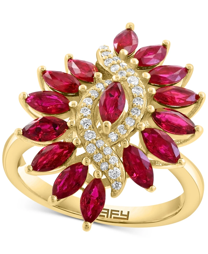 Effy Ruby (2-3/8 ct. t.w.) & Diamond (1/6 ct. t.w.) Statement Ring in 14k Yellow Gold