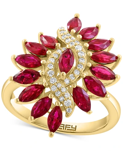 Effy Ruby (2-3/8 ct. t.w.) & Diamond (1/6 ct. t.w.) Statement Ring in 14k Yellow Gold