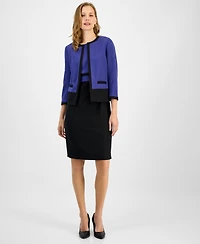 Kasper Women's Colorblocked Open-Front Jacket