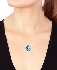 Effy Blue Topaz (4-7/8 ct. t.w.), London Blue Topaz (3-5/8 ct. t.w.) & Diamond (1/20 ct. t.w.) Pendant Necklace in 14k Yellow Gold, 17" + 1" extender