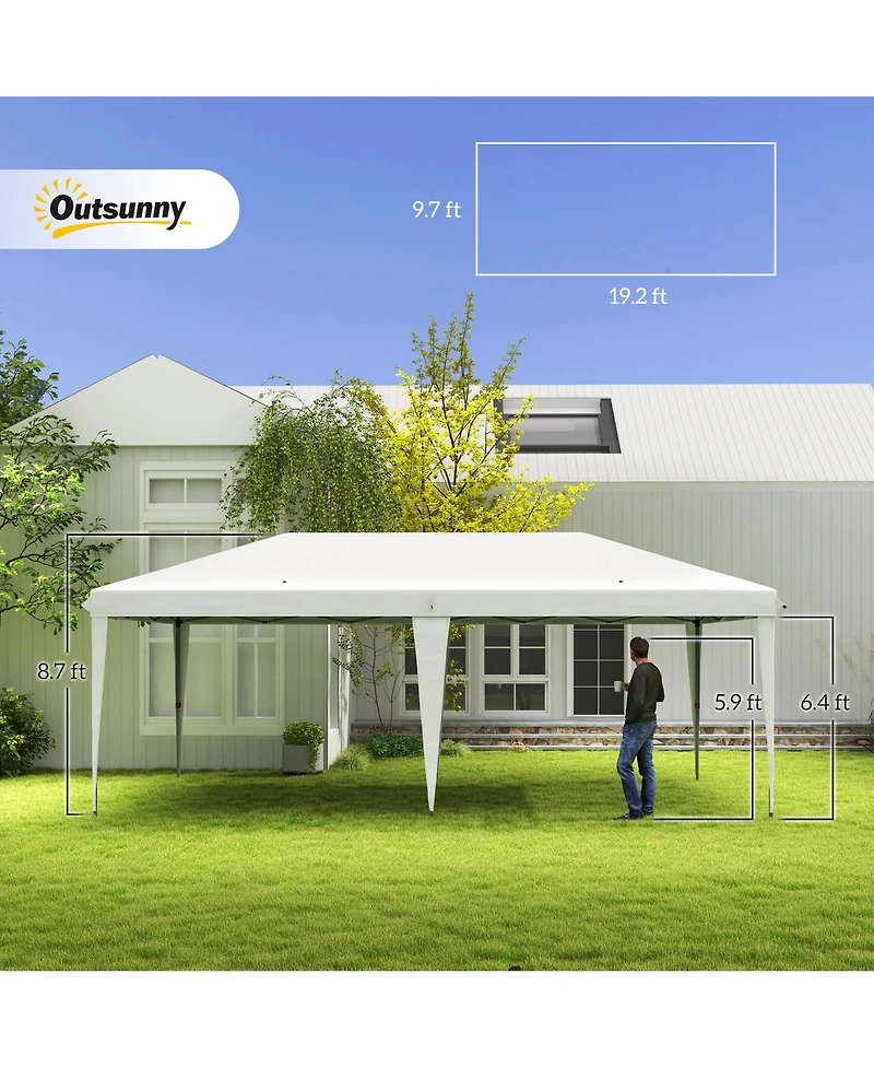 Outsunny 10' x 20' Pop Up Canopy Tent, Outdoor Gazebo & Carry Bag,