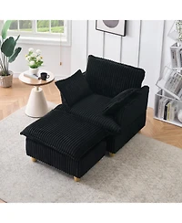 Streamdale Corduroy Sofa with Ottoman & Pillows