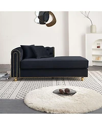 Streamdale Furniture Luxurious Velvet Chaise Lounge | Tufted Back | Toss Pillows