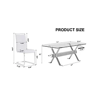 Streamdale Elegant Glass Dining Set with 6 Pu Chairs (71" x 35.4")