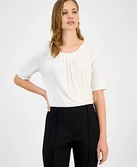 Kasper Women's Pleat Neck Knit Top, Regular & Petite