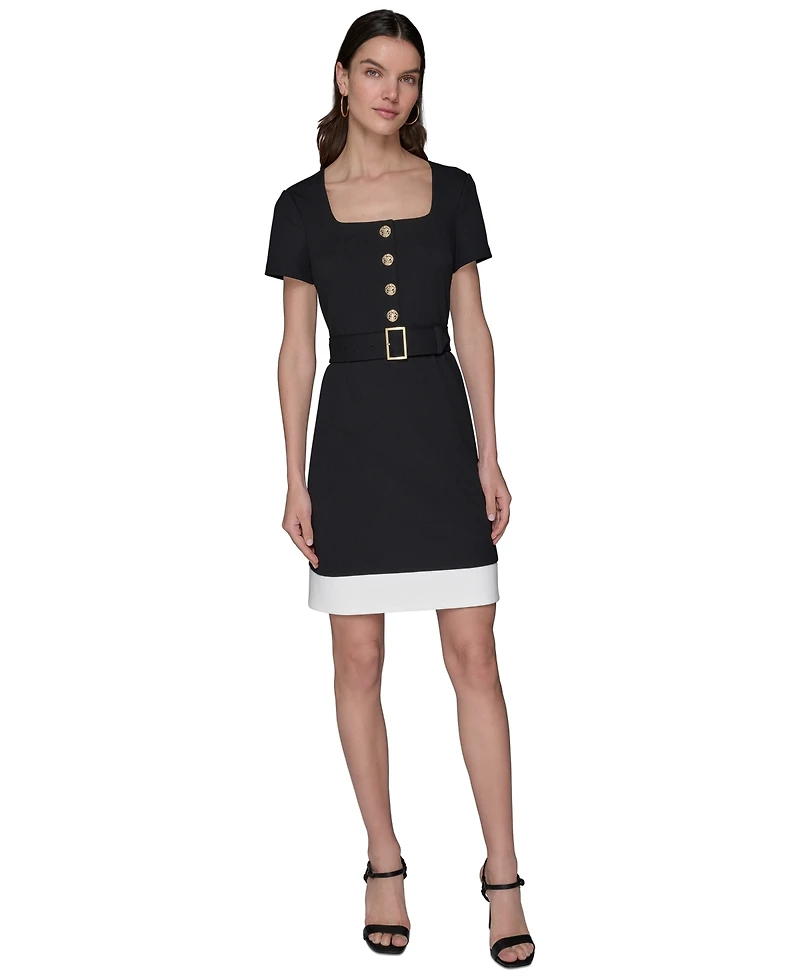 Karl Lagerfeld Paris Women's Square-Neck A-Line Dress