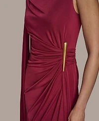 Donna Karan New York Women's Sleeveless Cape-Sleeve Asymmetrical Gown