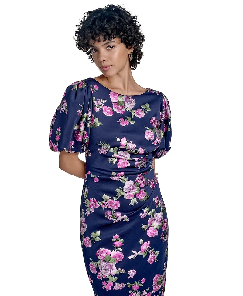 Jessica Howard Women's Floral-Print Puff-Sleeve Sheath Dress