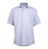 Elie Balleh Big Boys Blue Jacquard Slim Fit Short Sleeve Shirt