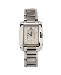 Pre-Owned Cartier Tank Anglaise Quartz Watch in Stainless Steel with Diamond Markers 23mm