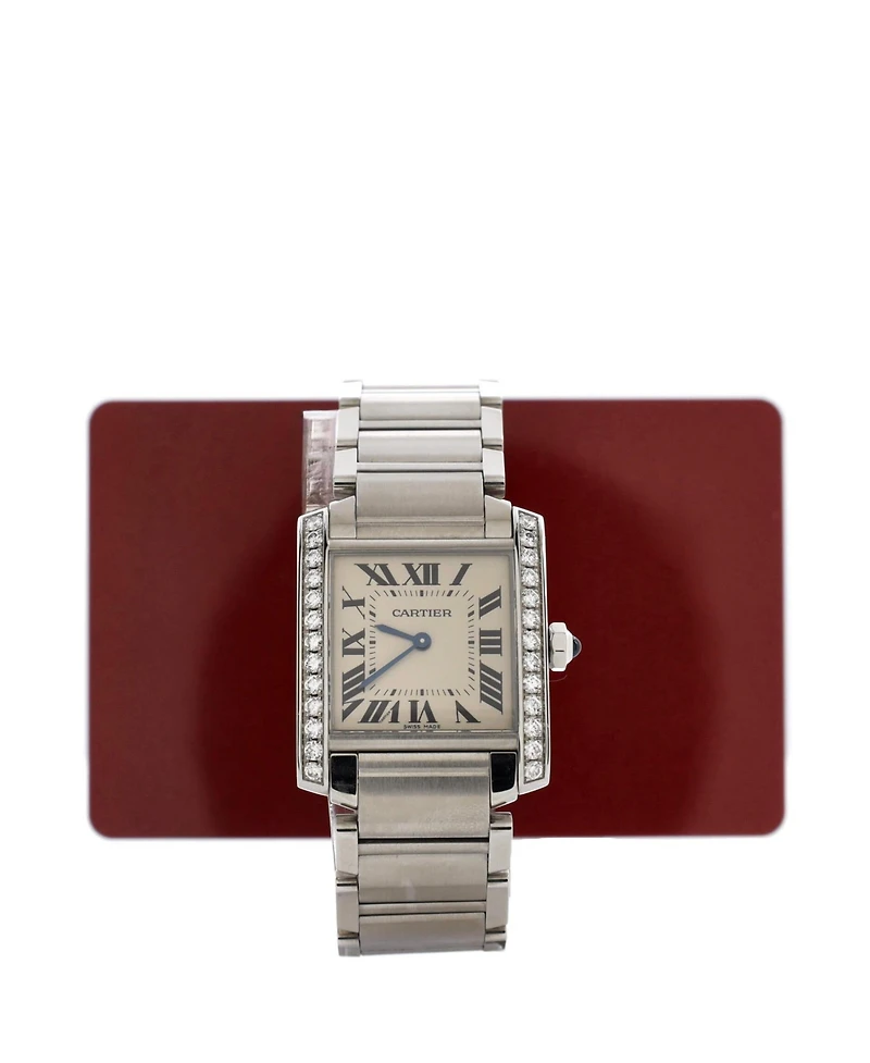 Pre-Owned Cartier Tank Francaise Quartz Watch in Stainless Steel with Diamond Bezel 25mm
