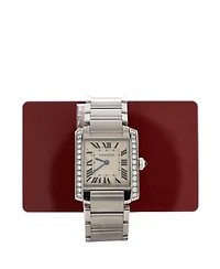 Pre-Owned Cartier Tank Francaise Quartz Watch in Stainless Steel with Diamond Bezel 25mm