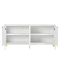 White 4-Door Storage Cabinet with Adjustable Shelves