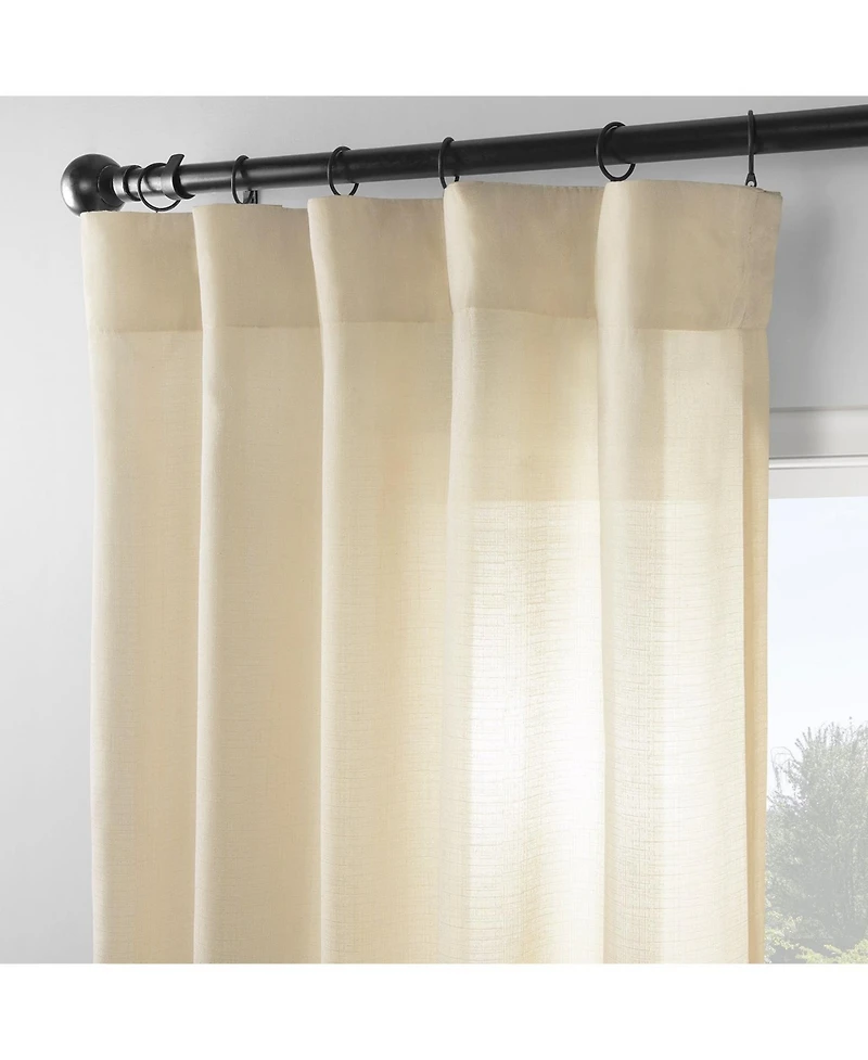 Rustic Weave Linen Curtains (2 Panels) Sheer Window Panel Set, Rod Pocket Curtains