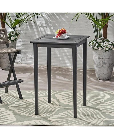 Outdoor Minimalist Acacia Wood Square Bar Table - Dark Gray