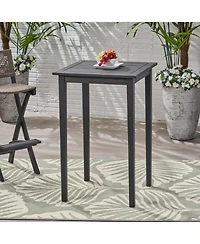 Outdoor Minimalist Acacia Wood Square Bar Table - Dark Gray