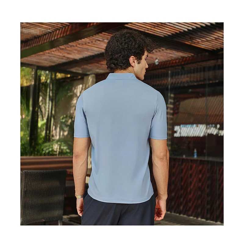 Campus Sutra Men's Powder Blue Seamless Solid Polo T-Shirt