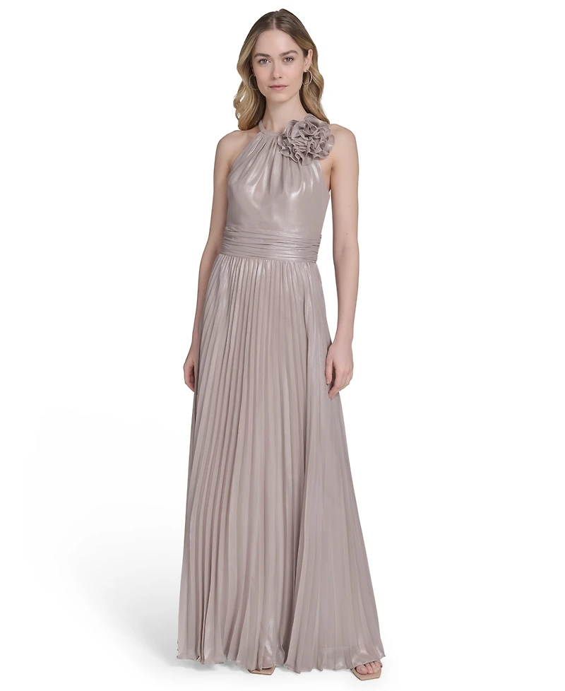 Eliza J Women's Metallic-Print Chiffon Sleeveless Gown
